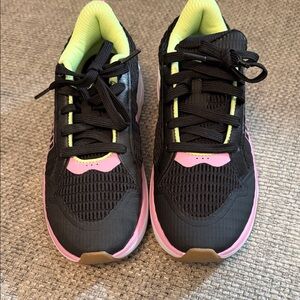 Puma Black Sneakers with Pink and Green Highlights